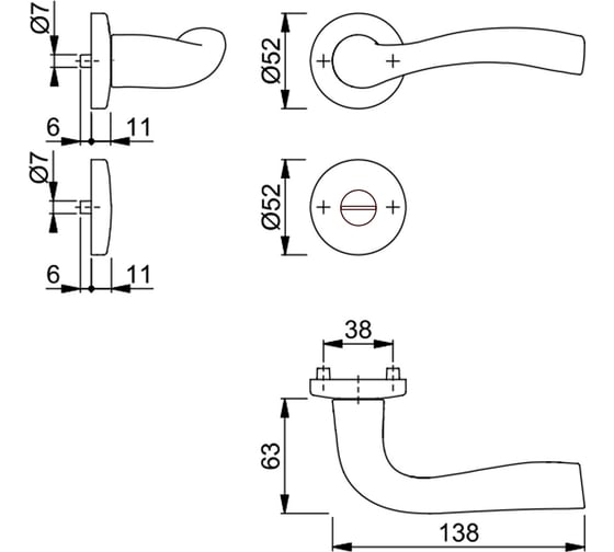 Гарнитур HOPPE 1672/19/19SMelbourne WC F1/matt матовый алюм. 65185
