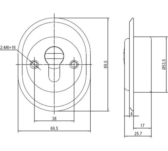Защитная врезная броненакладка DOORLOCK DL PRO5417/20 CP полированный хром, HRC50, А=55-85мм 73381