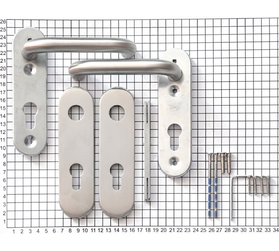 Гарнитур DOORLOCK DL 038KP/F PZ72 U-form Rt нерж. сталь, на короткой накладке, Dlshtift 73301
