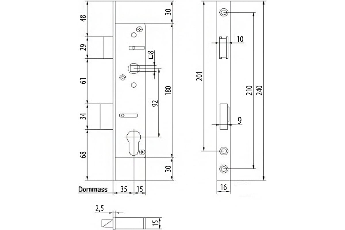 Замок цинковый с цилиндром LC 1c.z