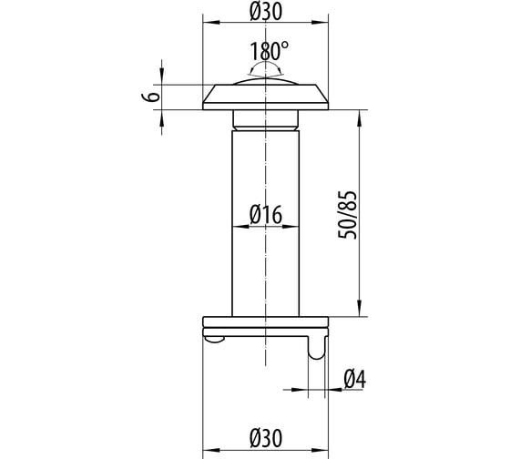 Глазок DOORLOCK DL VA16/50-85mm/180 CP полированный хром 74207