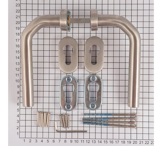 Гарнитур для профильных дверей DOORLOCK DL 040UR/F PZ L-form Rt нерж. сталь, на розетках 73307