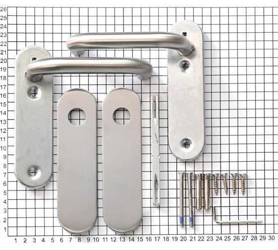 Гарнитур DOORLOCK DL 038KP/F UG U-form Rt нерж. сталь, на короткой накладке без отверстия, шпиндель 8мм 73310
