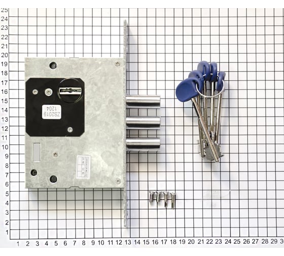Корпус сувальдного замка DOORLOCK DL9257K/Z/60мм, 5 ключей, хромированная фронтальная планка 28х220мм, диаметр ригелей 16мм 75334