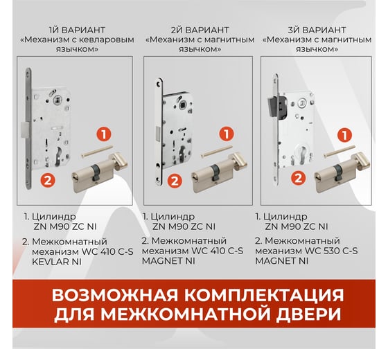 Цилиндровый механизм VETTORE zn m90 zc cp (45tх45), 5 ключей, хром 20089