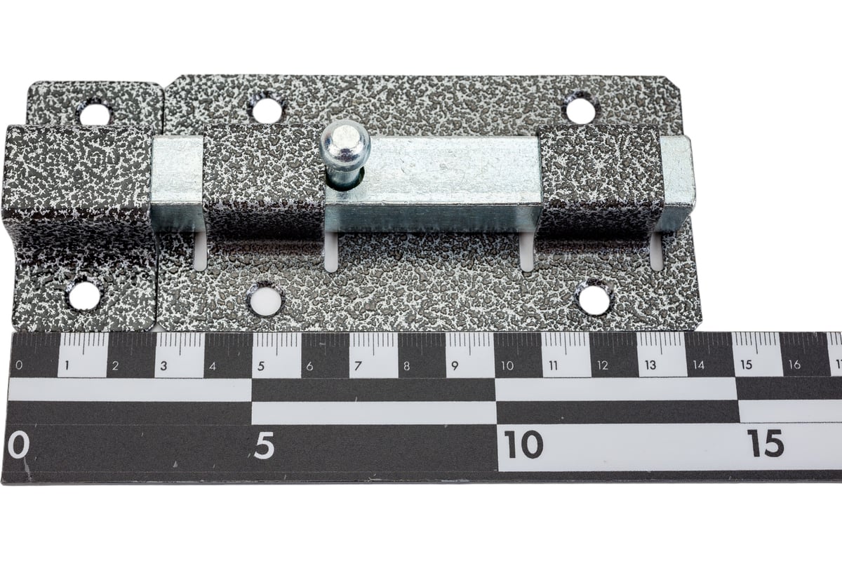Накладная усиленная задвижка для дверей Россия ЗД-06 порошковое покрытие  серебро квадратный засов 15x145x15 мм 60x145 мм 37786-6