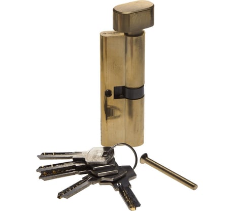 Цилиндровый механизм Зубр Эксперт повышенной защищенности тип ключ-защелка цвет латунь 6-PIN 90 мм 52107-90-1