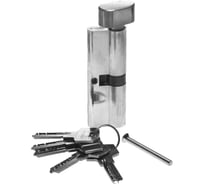 Цилиндровый механизм Зубр Эксперт повышенной защищенности тип ключ-защелка цвет хром 6-PIN 90 мм 52107-90-2