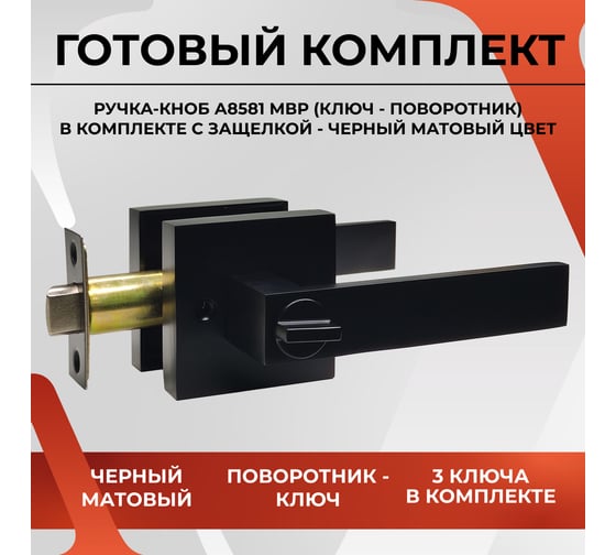Ручка-защелка VETTORE a8581 et mbp (ключ-поворотник) (черный матовый) 20575
