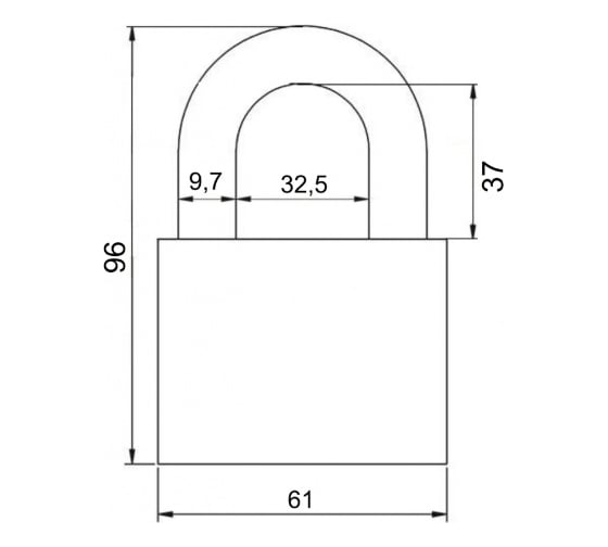 Замок навесной VETTORE bw366 - l (мвс 126, 3 ключа) mp (порошковый, высокая дужка) 20563