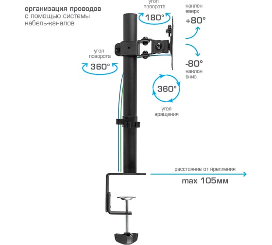 Кронштейн для мониторов KROMAX CASPER-505 черный 90418