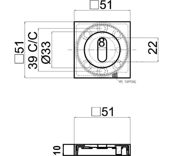 Розетка DOORLOCK DL M04/SY OB OSV-15 латунь матовая A=35-55 мм, квадратная розетка 73581