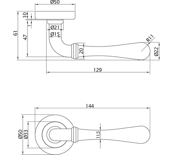 Ручка DOORLOCK DL Звездная линия Fiva M14 AS-SR античное серебро A=35-55 мм 73524
