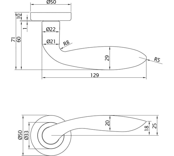 Ручка DOORLOCK DL Звездная линия Vesta M007 SCB/OC матированный/полированный хром A=35-55 мм 73556