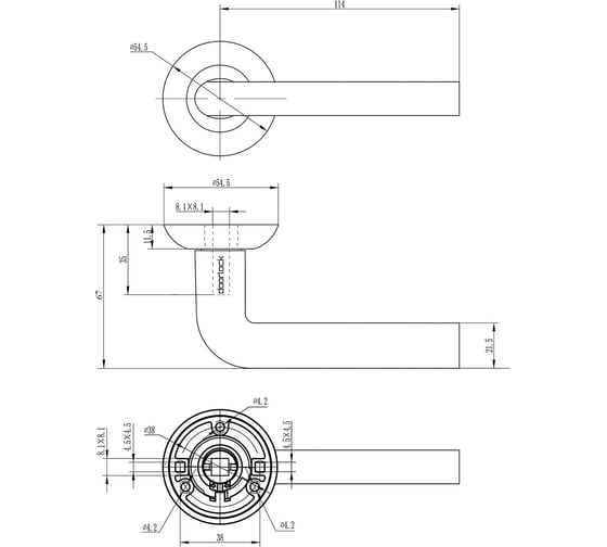 Ручка DOORLOCK DL Fenix A16R CP полированный, A=55-85 мм 73212