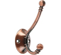 Крючок мебельный ТУНДРА КМ213AC, двухрожковый, цвет медь 3487962