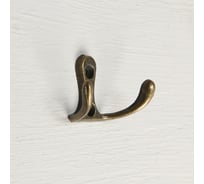 Крючок мебельный ТУНДРА KM206AB, двухрожковый, цвет бронза 1866144