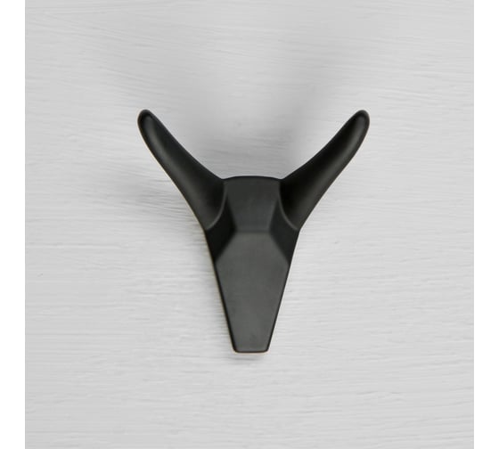 Мебельный крючок CAPPIO HORN, двухрожковый, цвет черный 7599957