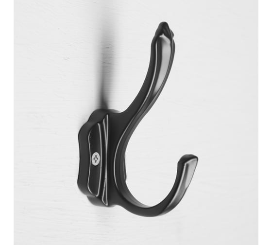 Мебельный крючок CAPPIO KMC002BL, двухрожковый, цвет черный 9352483