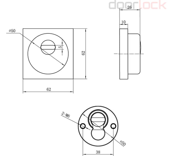 Броненакладка защитная врезная Doorlock dl pro6225s cp полированный хром, квадратная розетка, hrc50 73383