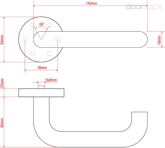 Гарнитур Doorlock v 038/f/8/c/ss bl черный, u-form, под цилиндр, шпиндель 8 мм 79151