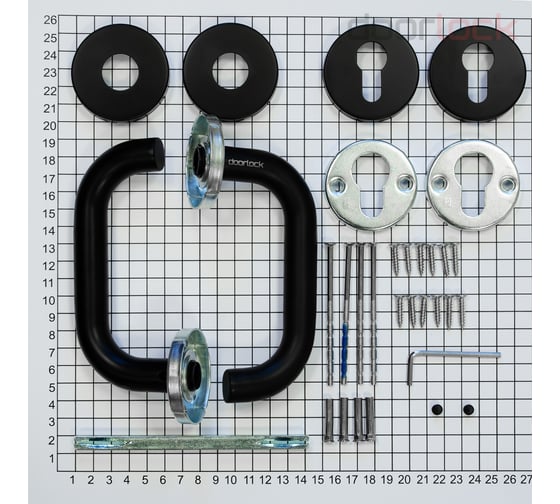 Гарнитур Doorlock v 038/f/8/c/ss bl черный, u-form, под цилиндр, шпиндель 8 мм 79151
