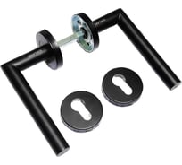 Гарнитур Doorlock v 040/f/8/c/ss bl черный, l-form, под цилиндр, шпиндель 8 мм 79152
