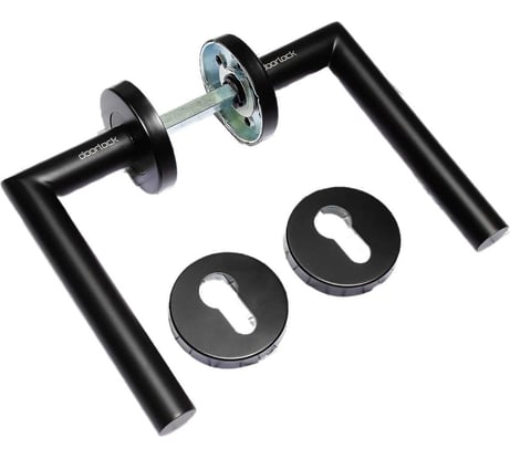 Гарнитур Doorlock v 040/f/8/c/ss bl черный, l-form, под цилиндр, шпиндель 8 мм 79152
