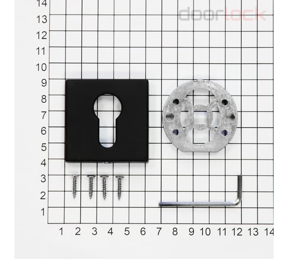 Ключевина под цилиндр Doorlock dl es02/s/с bl черная, квадратная розетка, 1 шт. 73389