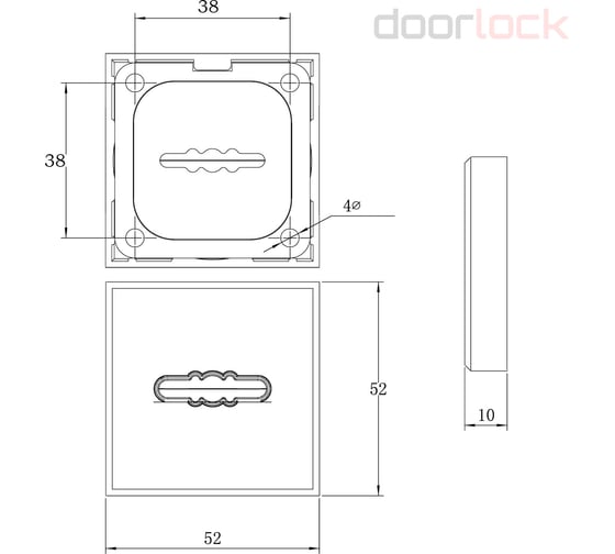 Ключевина сувальдная Doorlock dl es01/s/l/a mbsn матовый никель, квадратная розетка, автоматическая шторка, 1 шт. 73375