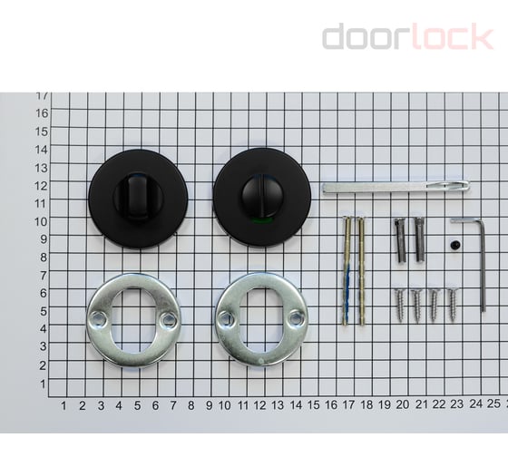 Поворотная кнопка  Doorlock v e08/wc/6/rg/ss bl черная, с индикатором, шпиндель 6 мм 79153