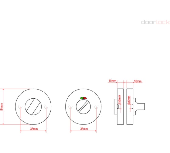 Поворотная кнопка  Doorlock v e08/wc/6/rg/ss bl черная, с индикатором, шпиндель 6 мм 79153