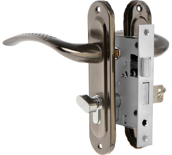 Замок врезной LOCKLAND RD002 с ручкой, 3 ключа, цвет черный никель 9632392