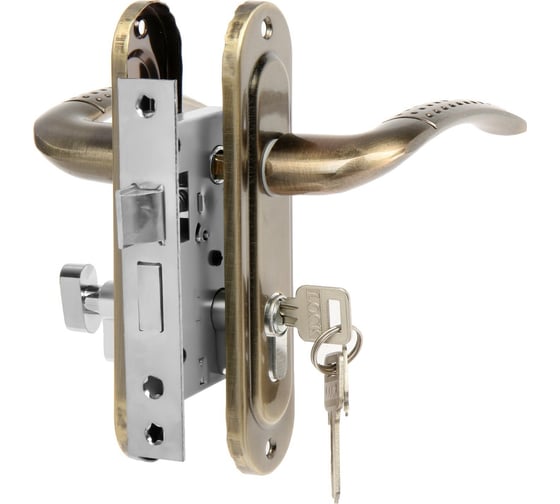Замок врезной LOCKLAND RD002 с ручкой, 3 ключа, цвет бронза 9632394