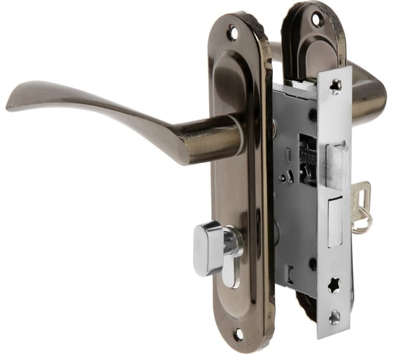 Замок врезной LOCKLAND RD004 с ручкой, 3 ключа, цвет черный никель 9632397