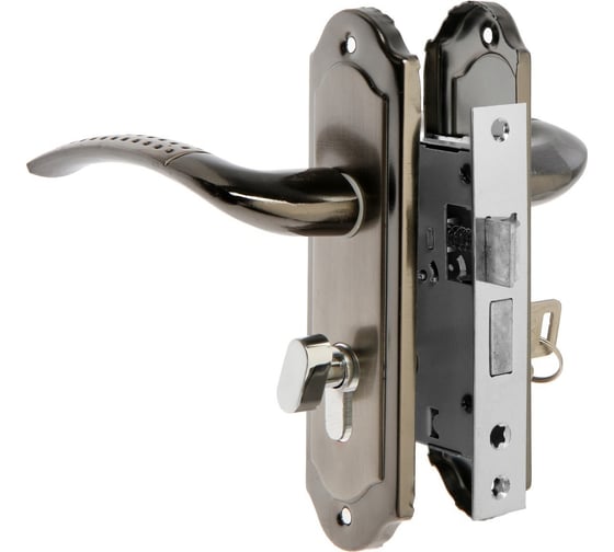 Замок врезной LOCKLAND RD001 с ручкой, 3 ключа, цвет черный никель 9632391