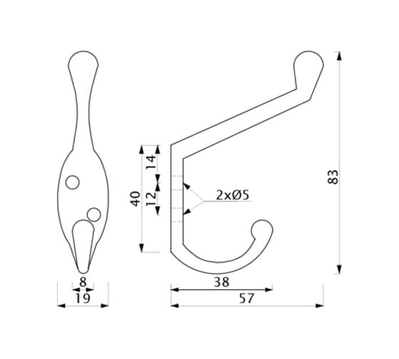 Мебельный крючок AKS VIOL, черный 56825