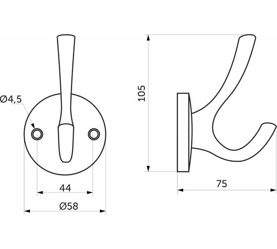 Мебельный крючок AKS HORN шлифованный никель 56838