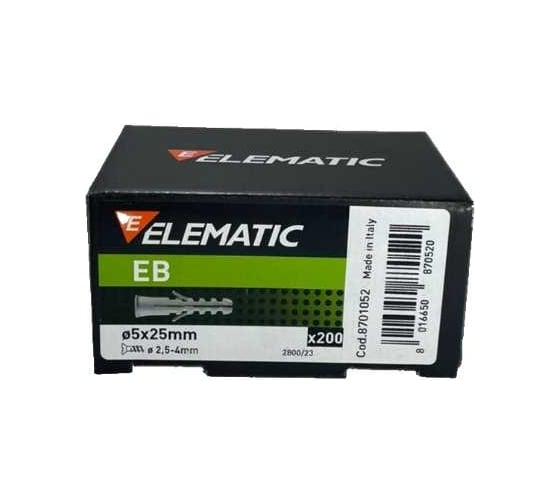 Универсальный потайной дюбель ELEMATIC пластиковый, PA6 EB 5x25 мм, 200 шт. 8701052