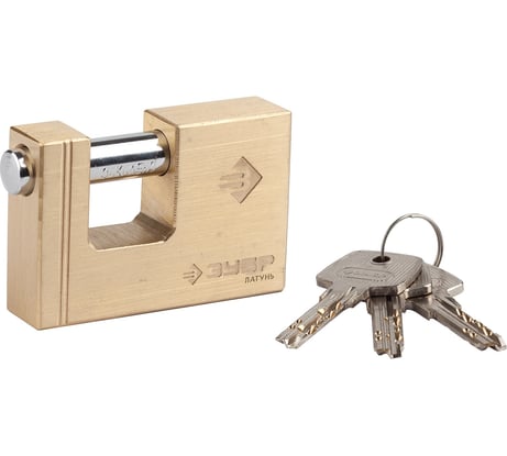 Навесной замок ЗУБР ЭКСПЕРТ латунный корпус П-образная форма 75мм 37295-70