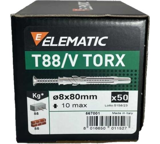 Дюбель-гвоздь потайной Elematic TORX 8x80 567001