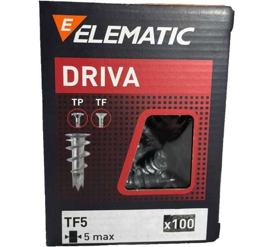 Дюбель винтовой металлический с шурупом Elematic DRIVA TF5 569444