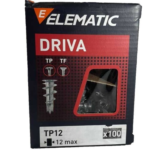 Дюбель винтовой металлический с шурупом Elematic DRIVA TP12 569443