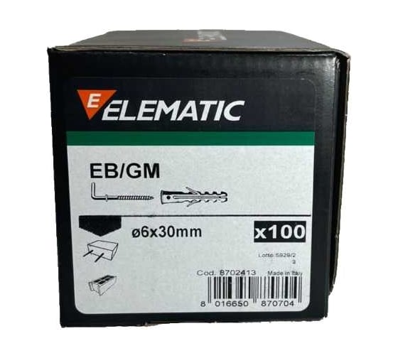 Дюбель с Г-образным крюком Elematic саморезом PA 6 ESB/P2 6x30 GM 8702413