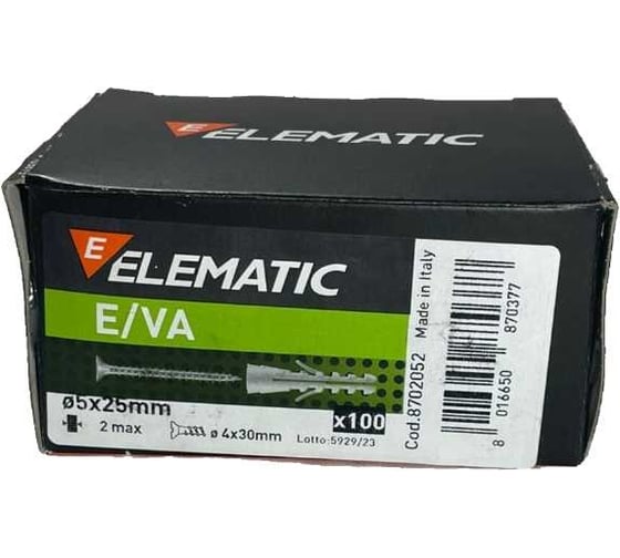 Дюбель потайной с шурупом Elematic PA 6 ES /VA 5x25 8702052