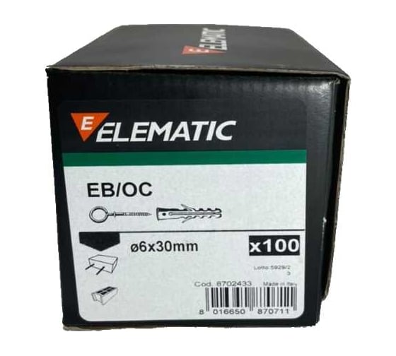Дюбель с крюком-кольцом саморезом Elematic PA 6 ESB/P3 6x30 OC 8702433