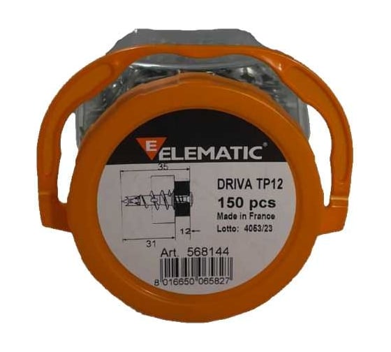 Дюбель винтовой металлический с шурупом Elematic DRIVA TP 12 CAN 568144