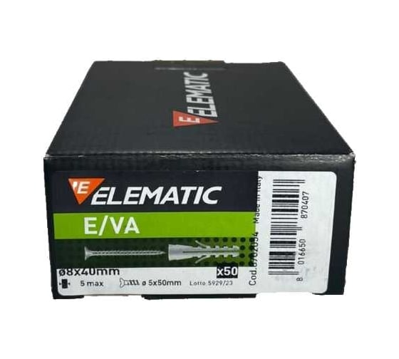 Дюбель потайной с шурупом Elematic PA 6 ES /VA 8x40 8702054