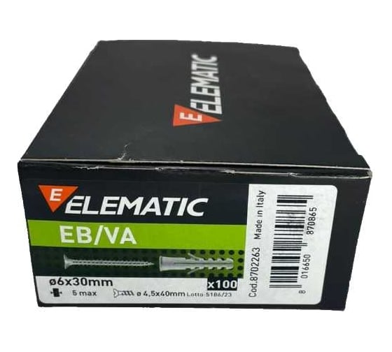 Дюбель потайной с шурупом Elematic PA 6 ESB/VA 6x30 8702263