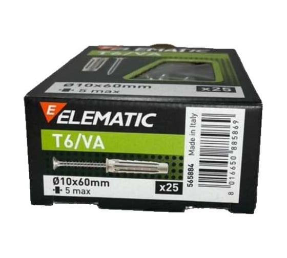 Дюбель с шурупом потайной Elematic T6/VA 10x60 565884